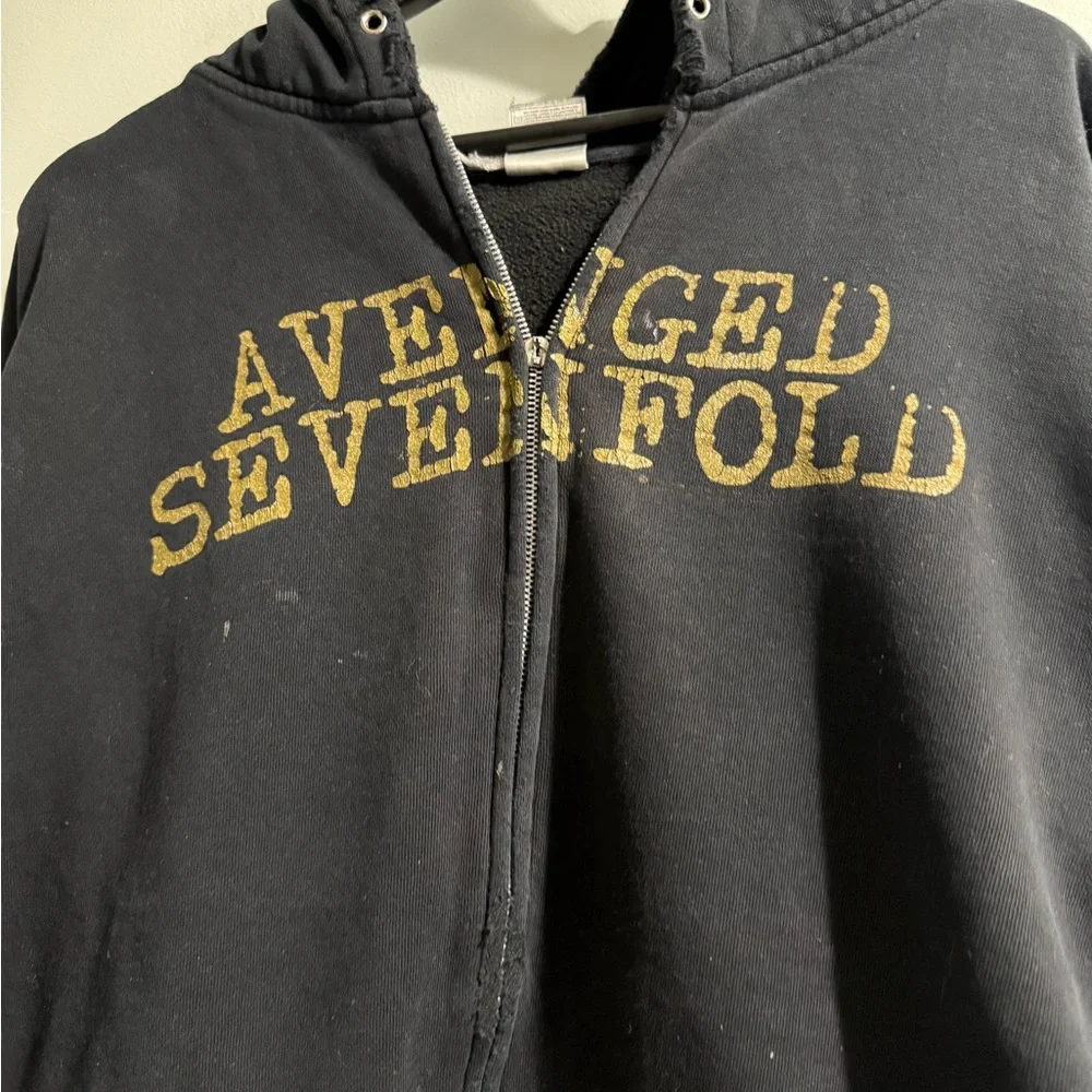 Vintage Avenged Sevenfold Black Zip-Up Graphic Hoodie - Picture 2 of 4